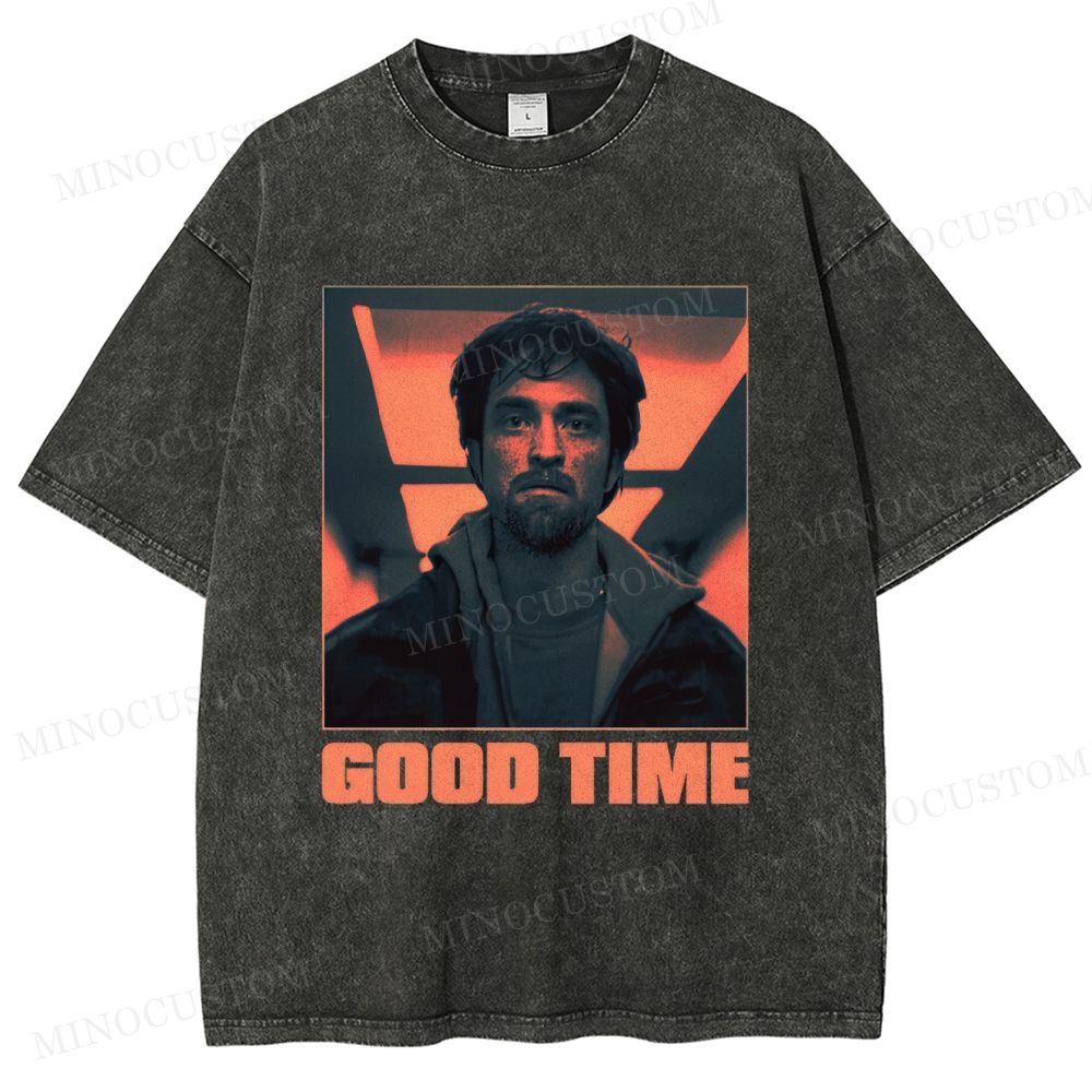 Good Time Crime Thriller Retro Portrait Graphic Washed T-Shirt