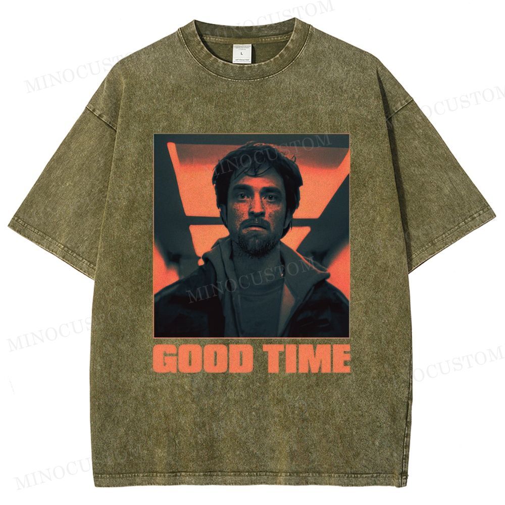 Good Time Crime Thriller Retro Portrait Graphic Washed T-Shirt