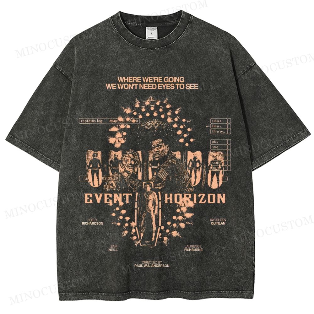 Event Horizon Sci-Fi Horror Retro Collage Graphic Washed T-Shirt