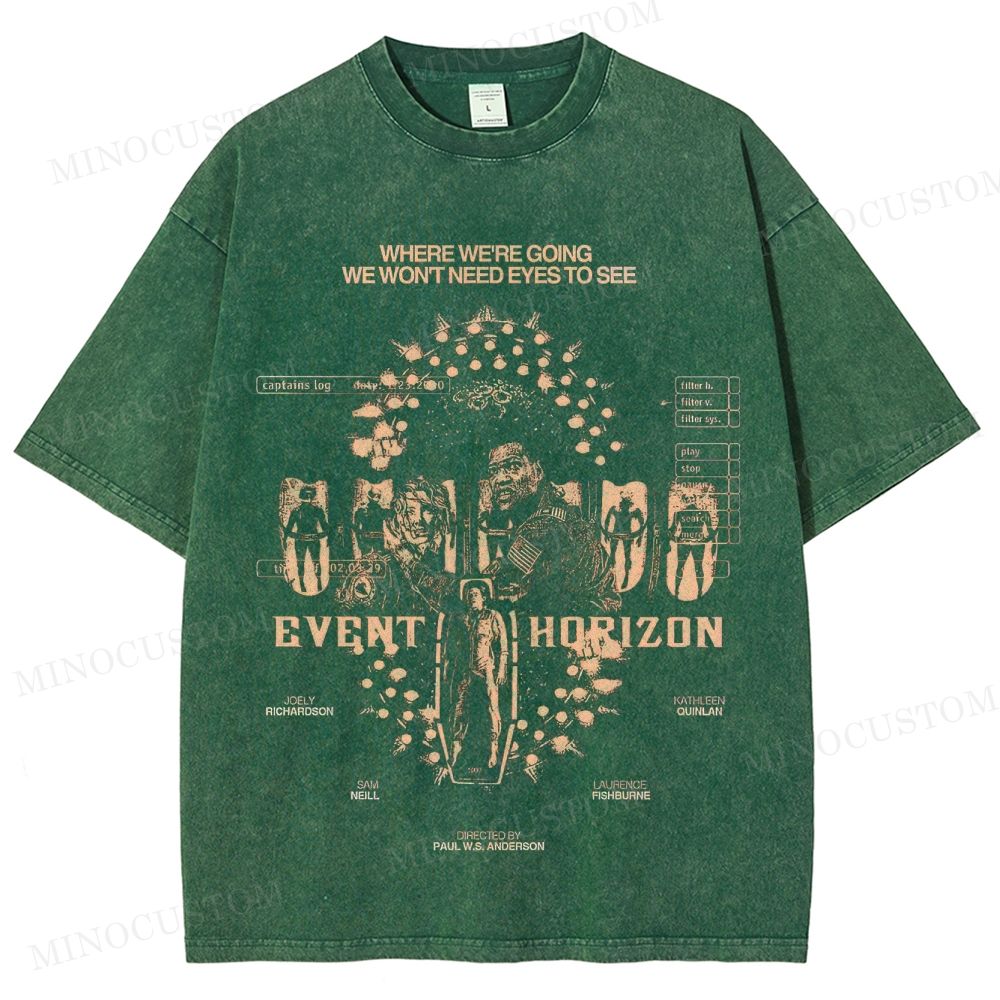 Event Horizon Sci-Fi Horror Retro Collage Graphic Washed T-Shirt