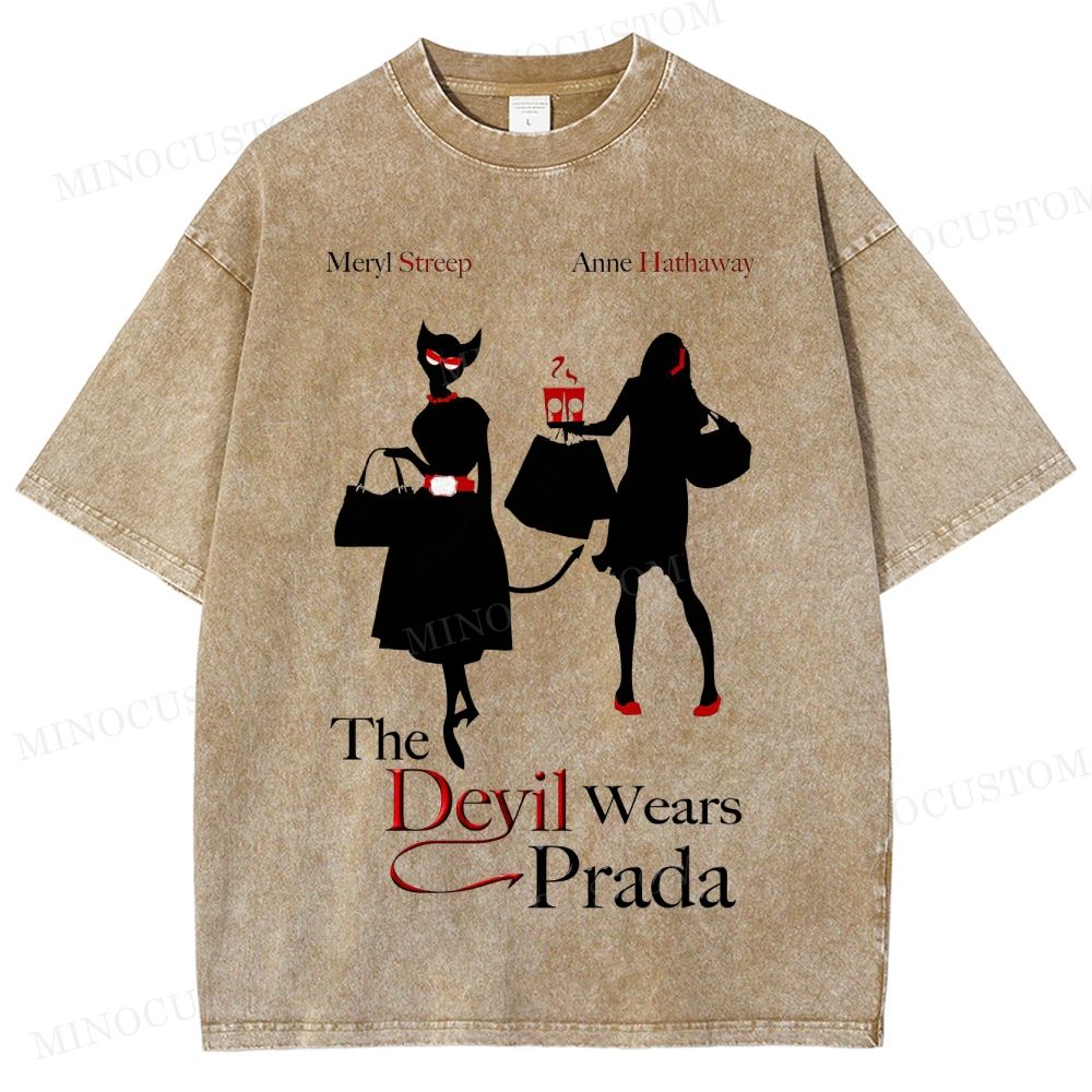 The Devil Wears Prada Fashion Comedy Retro Silhouette Graphic Washed T-Shirt