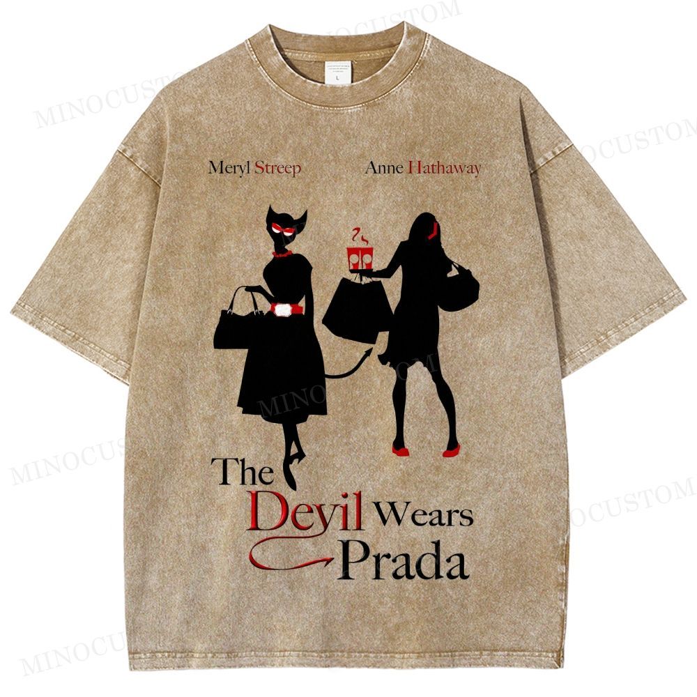 The Devil Wears Prada Fashion Comedy Retro Silhouette Graphic Washed T-Shirt