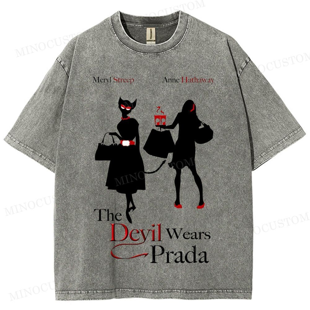 The Devil Wears Prada Fashion Comedy Retro Silhouette Graphic Washed T-Shirt