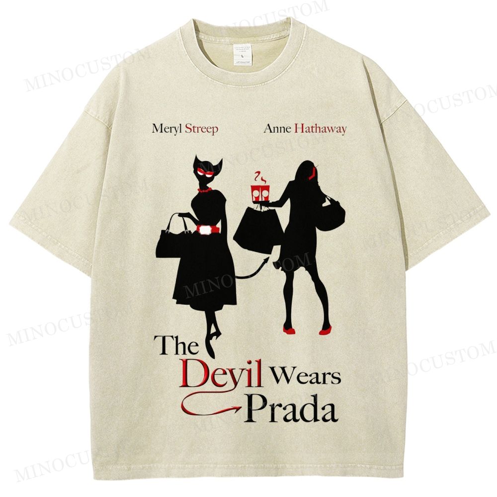 The Devil Wears Prada Fashion Comedy Retro Silhouette Graphic Washed T-Shirt