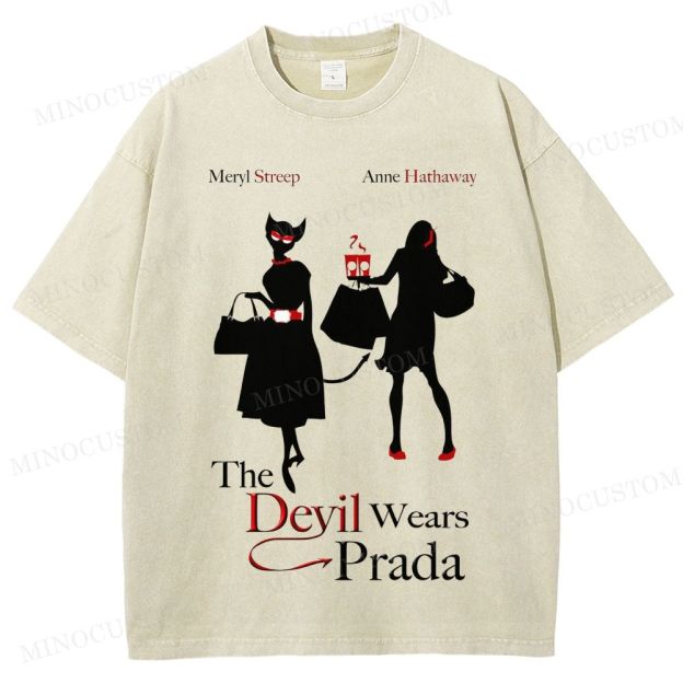 The Devil Wears Prada Fashion Comedy Retro Silhouette Graphic Washed T-Shirt