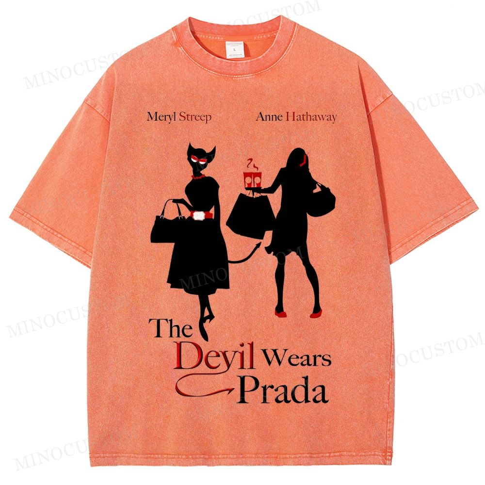 The Devil Wears Prada Fashion Comedy Retro Silhouette Graphic Washed T-Shirt