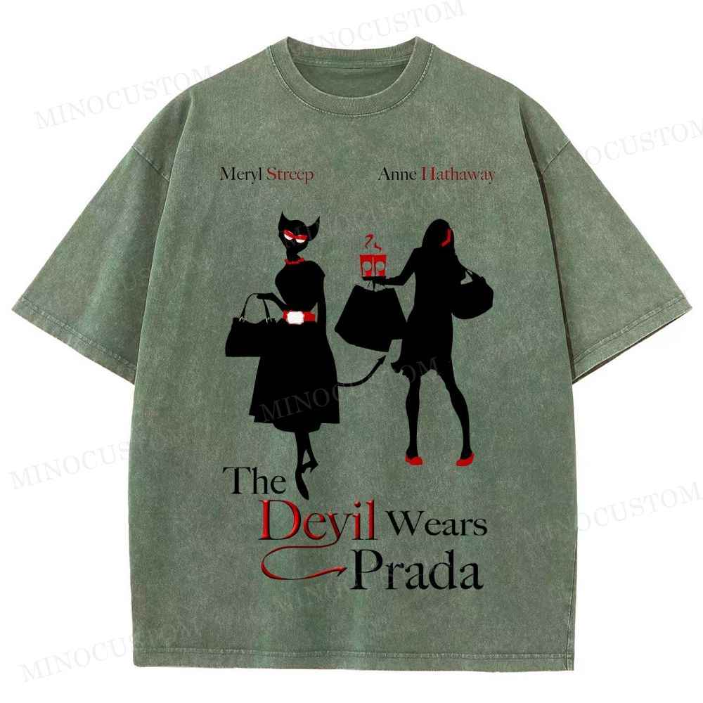 The Devil Wears Prada Fashion Comedy Retro Silhouette Graphic Washed T-Shirt