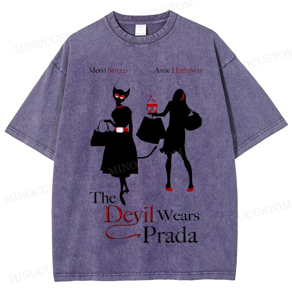 The Devil Wears Prada Fashion Comedy Retro Silhouette Graphic Washed T-Shirt