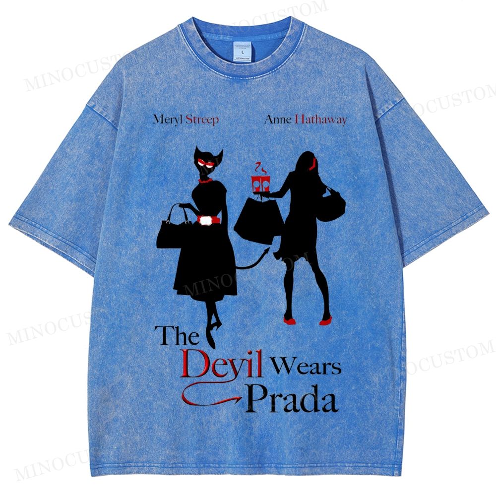 The Devil Wears Prada Fashion Comedy Retro Silhouette Graphic Washed T-Shirt