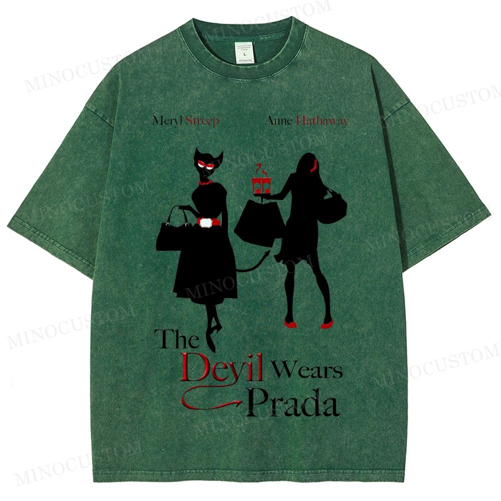 The Devil Wears Prada Fashion Comedy Retro Silhouette Graphic Washed T-Shirt