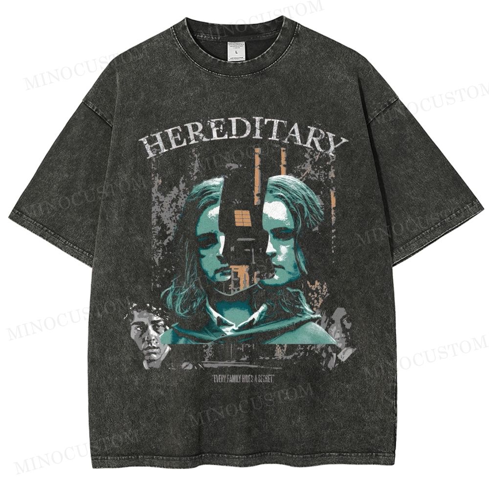 Hereditary Psychological Horror Retro Collage Graphic Washed T-Shirt