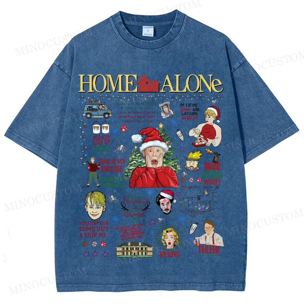 Home Alone Family Comedy Retro Collage Graphic Washed T-Shirt