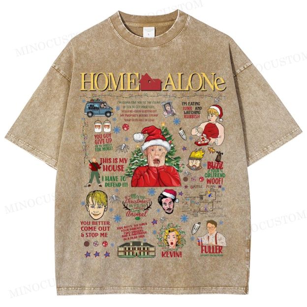 Home Alone Family Comedy Retro Collage Graphic Washed T-Shirt