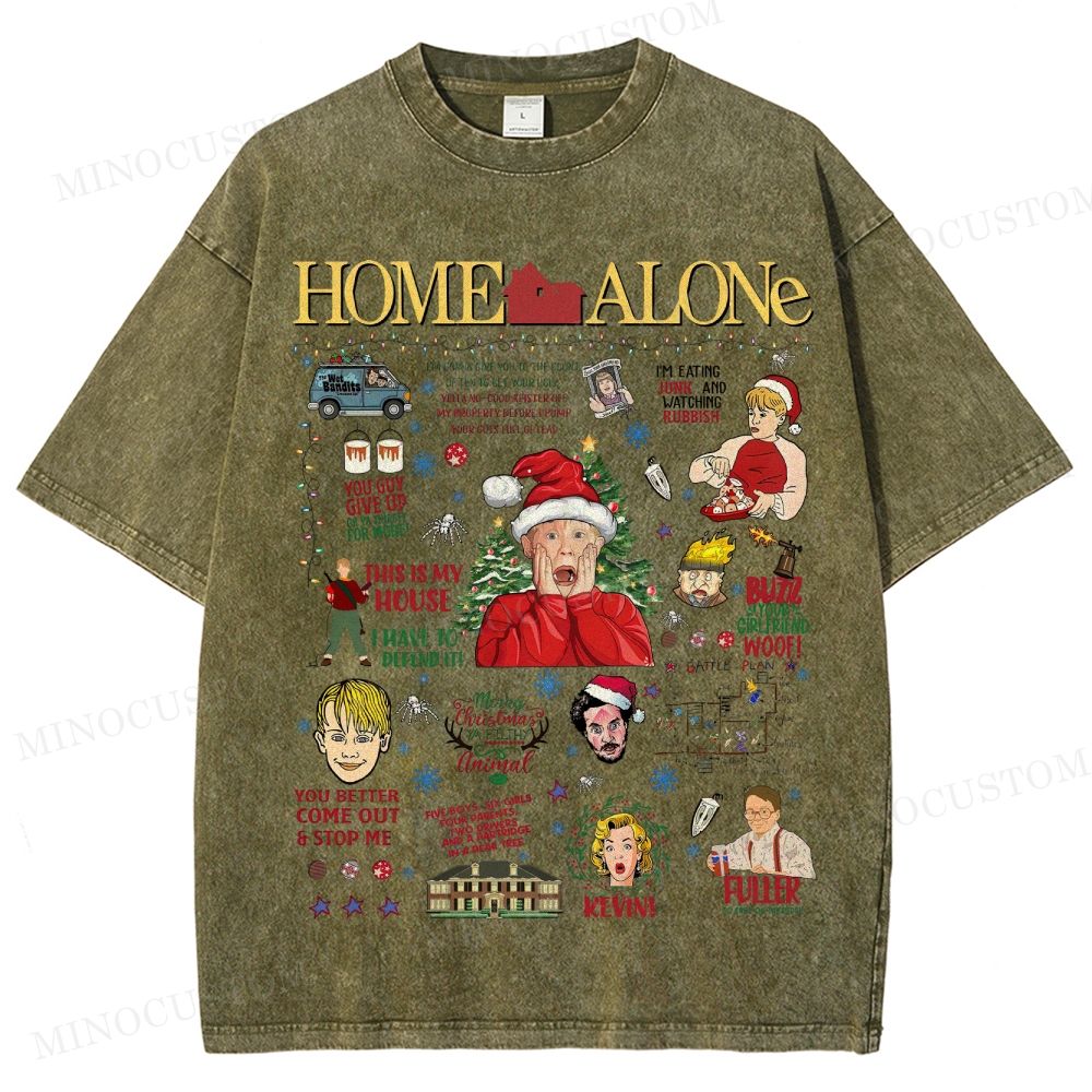 Home Alone Family Comedy Retro Collage Graphic Washed T-Shirt
