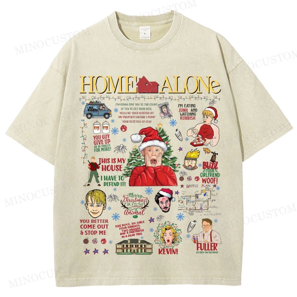 Home Alone Family Comedy Retro Collage Graphic Washed T-Shirt