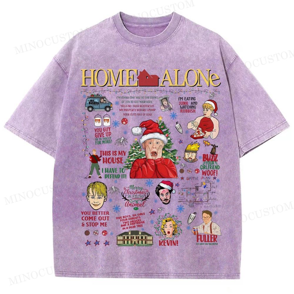 Home Alone Family Comedy Retro Collage Graphic Washed T-Shirt
