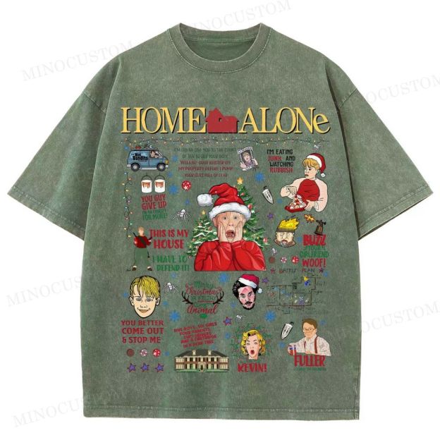 Home Alone Family Comedy Retro Collage Graphic Washed T-Shirt