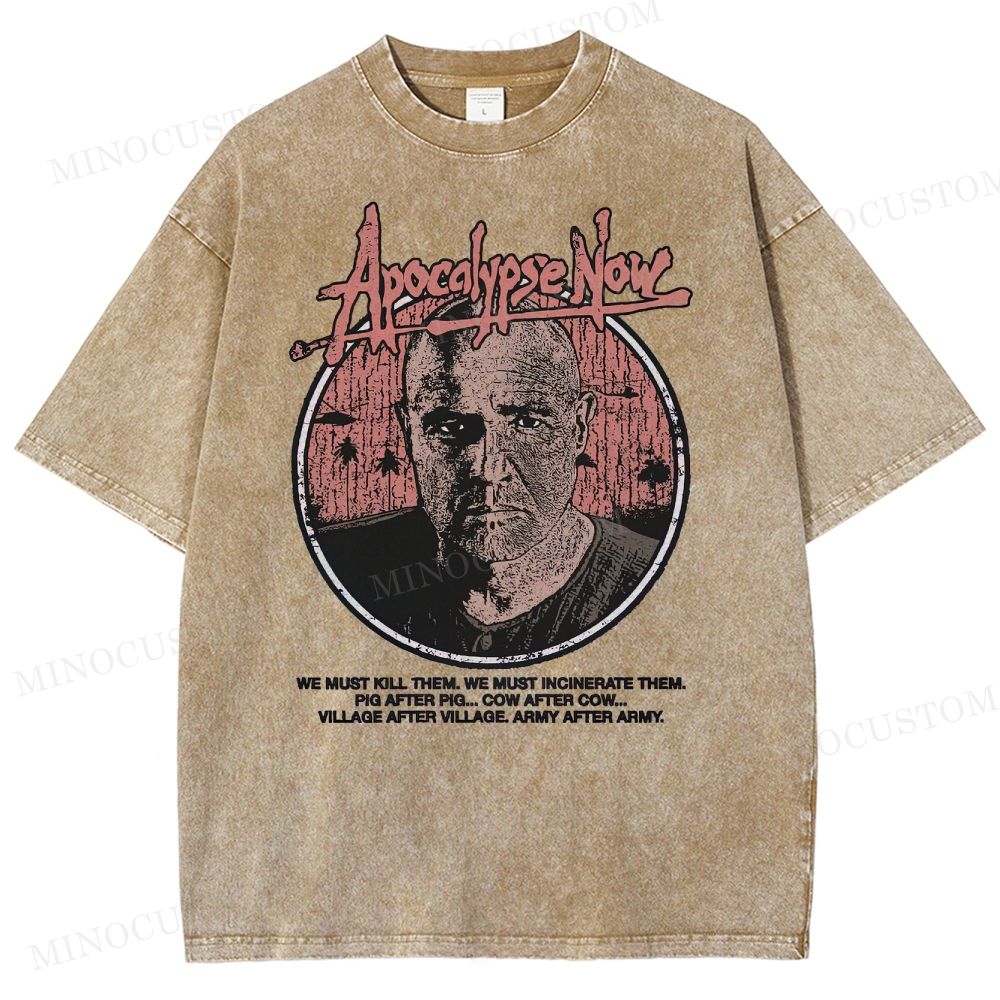 Apocalypse Now War Drama Retro Quote & Portrait Graphic Washed T-Shirt