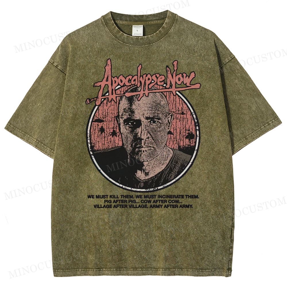 Apocalypse Now War Drama Retro Quote & Portrait Graphic Washed T-Shirt