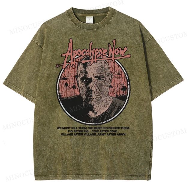 Apocalypse Now War Drama Retro Quote & Portrait Graphic Washed T-Shirt