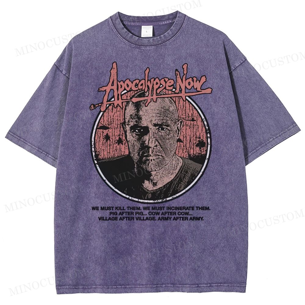 Apocalypse Now War Drama Retro Quote & Portrait Graphic Washed T-Shirt