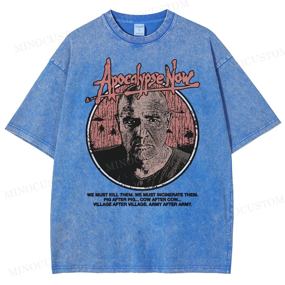 Apocalypse Now War Drama Retro Quote & Portrait Graphic Washed T-Shirt