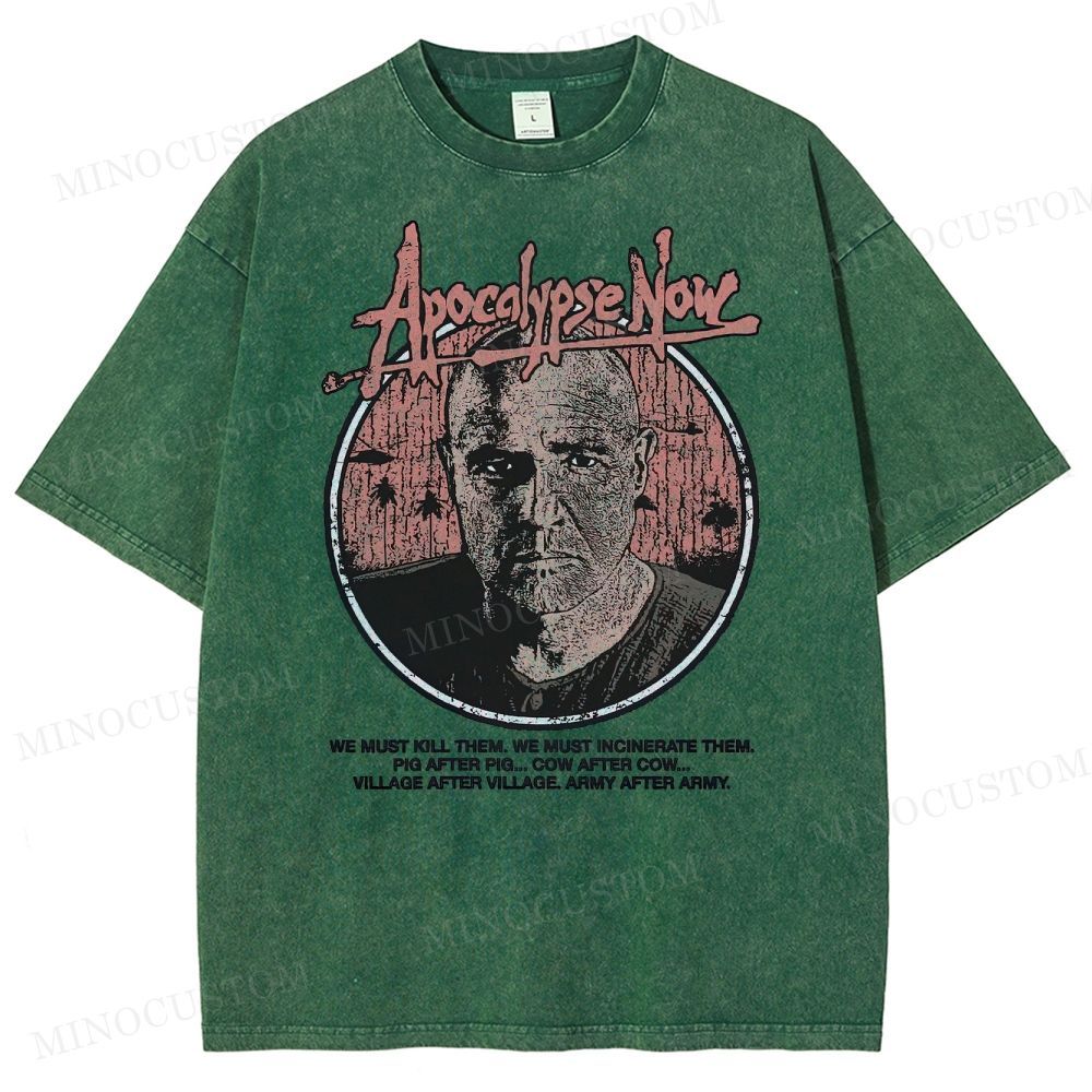 Apocalypse Now War Drama Retro Quote & Portrait Graphic Washed T-Shirt