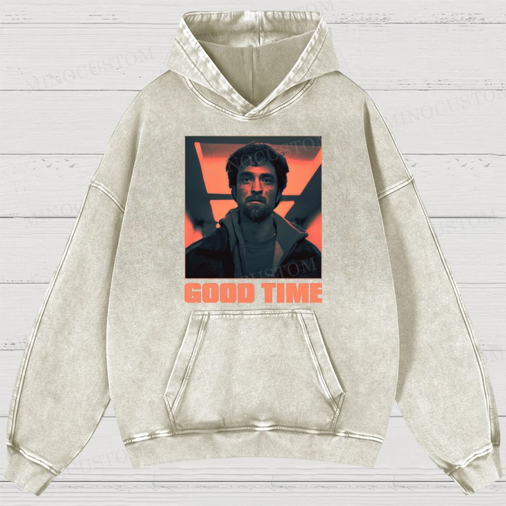 Good Time Crime Thriller Retro Portrait Graphic Washed Hoodies