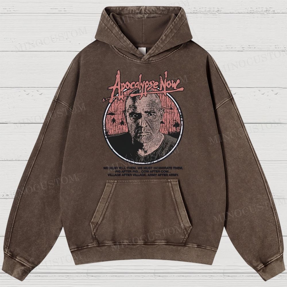 Apocalypse Now War Drama Retro Quote & Portrait Graphic Washed Hoodies