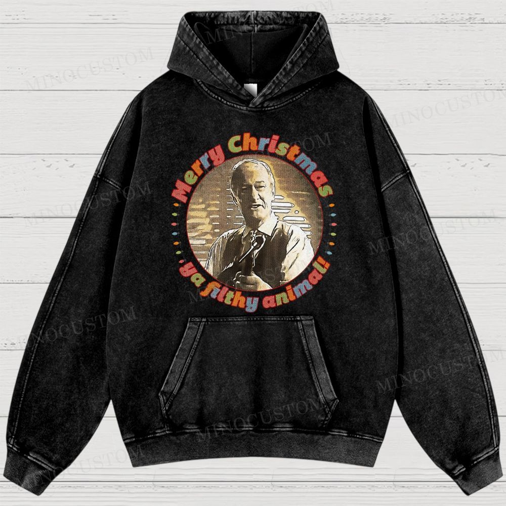 Home Alone Family Comedy Retro Quote & Portrait Graphic Washed Hoodies