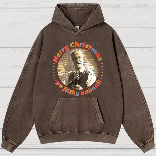 Home Alone Family Comedy Retro Quote & Portrait Graphic Washed Hoodies