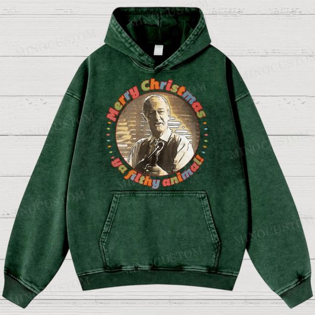 Home Alone Family Comedy Retro Quote & Portrait Graphic Washed Hoodies