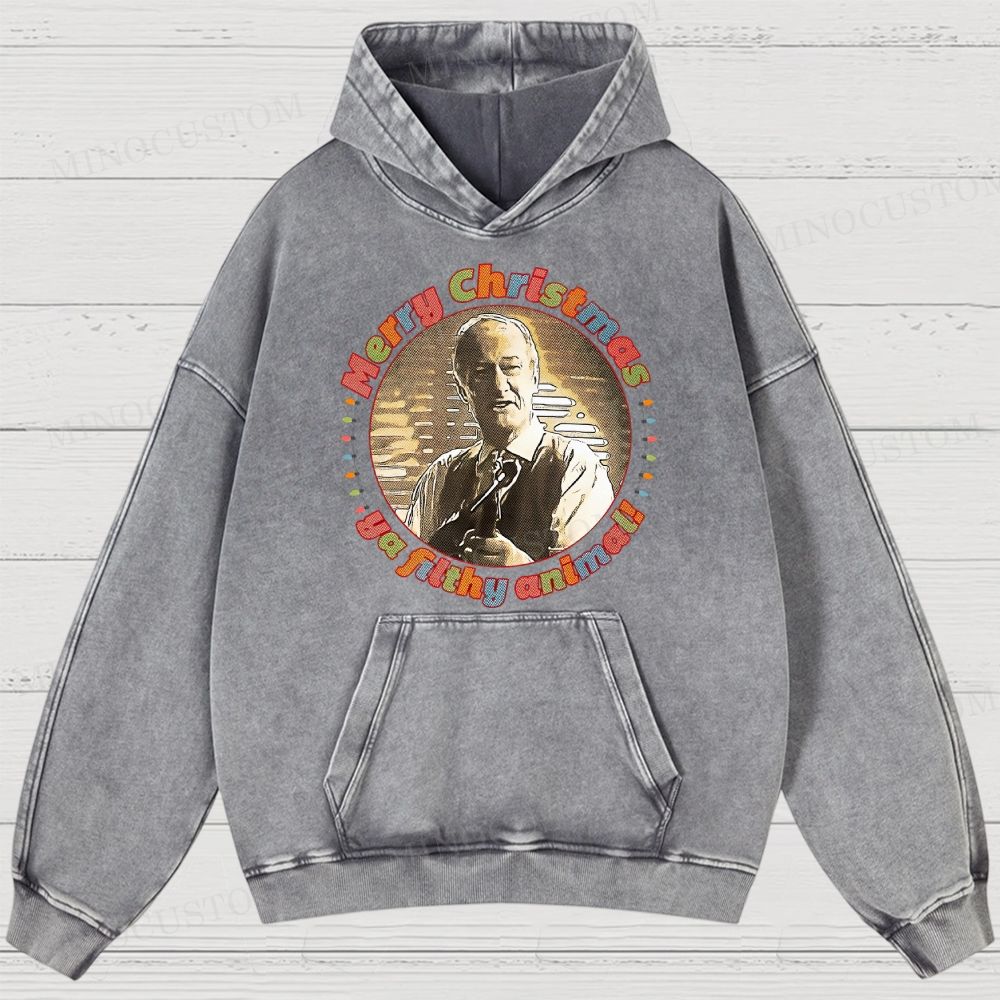 Home Alone Family Comedy Retro Quote & Portrait Graphic Washed Hoodies