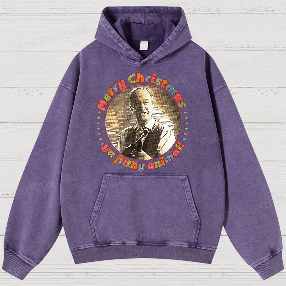 Home Alone Family Comedy Retro Quote & Portrait Graphic Washed Hoodies