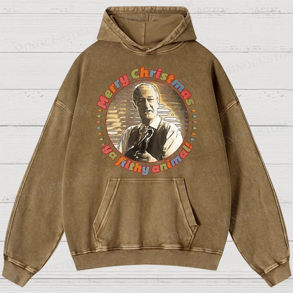 Home Alone Family Comedy Retro Quote & Portrait Graphic Washed Hoodies