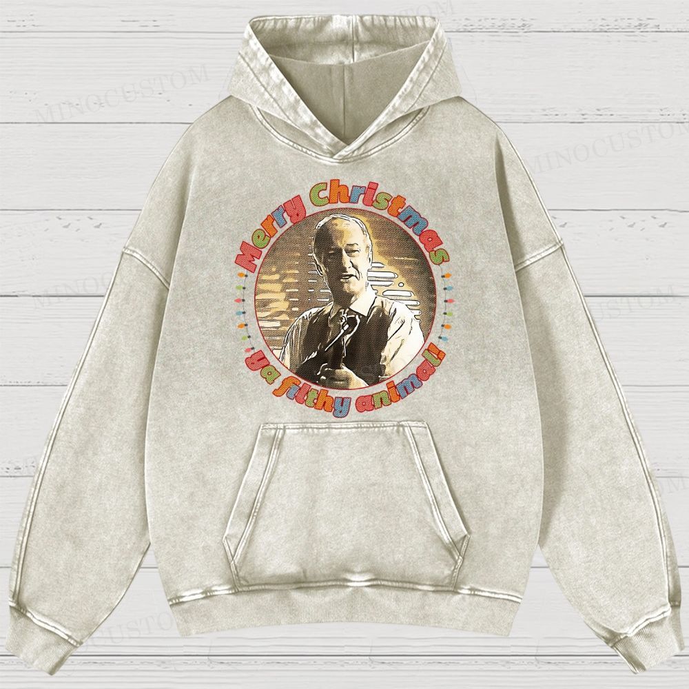 Home Alone Family Comedy Retro Quote & Portrait Graphic Washed Hoodies