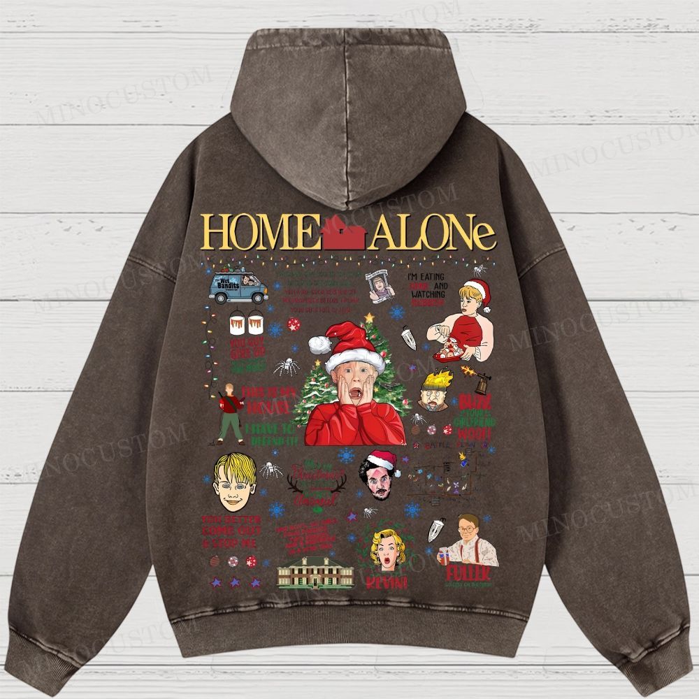Home Alone Family Comedy Retro Collage Graphic Washed Hoodies
