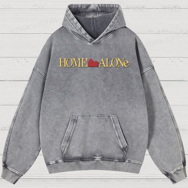 Home Alone Family Comedy Retro Collage Graphic Washed Hoodies