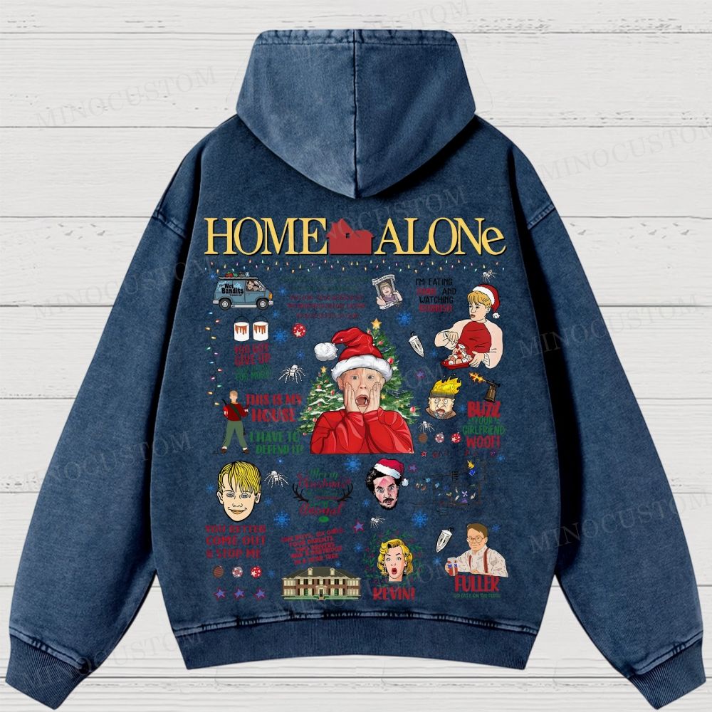 Home Alone Family Comedy Retro Collage Graphic Washed Hoodies