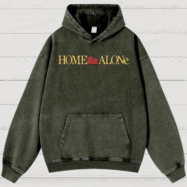 Home Alone Family Comedy Retro Collage Graphic Washed Hoodies
