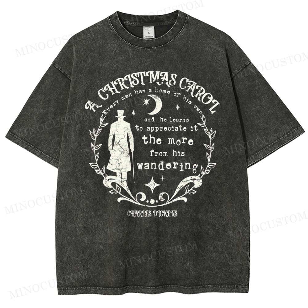 A Christmas Carol Classic Drama Retro Literary Quote Graphic Washed T-Shirt