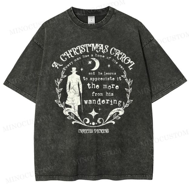A Christmas Carol Classic Drama Retro Literary Quote Graphic Washed T-Shirt