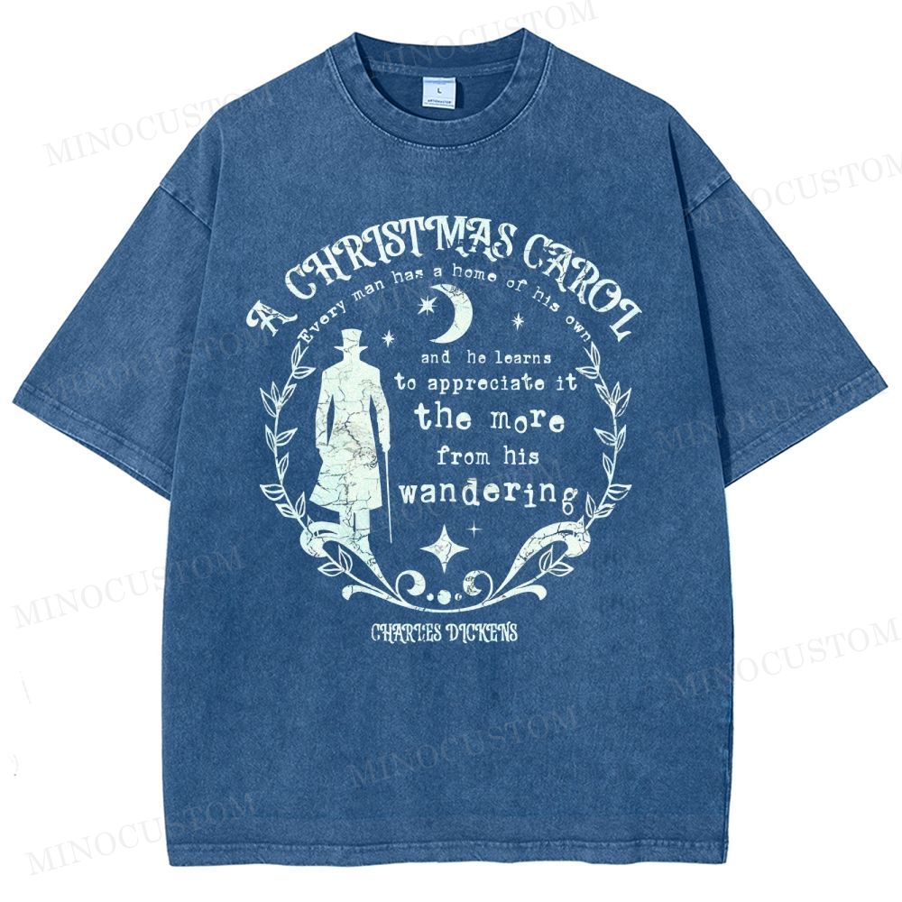 A Christmas Carol Classic Drama Retro Literary Quote Graphic Washed T-Shirt