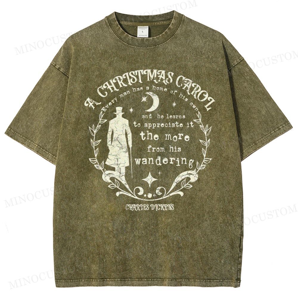 A Christmas Carol Classic Drama Retro Literary Quote Graphic Washed T-Shirt