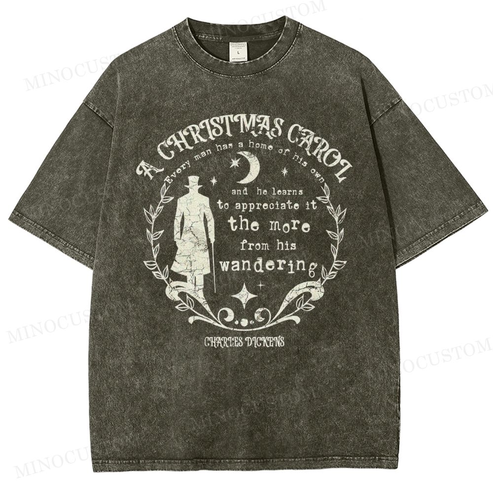 A Christmas Carol Classic Drama Retro Literary Quote Graphic Washed T-Shirt