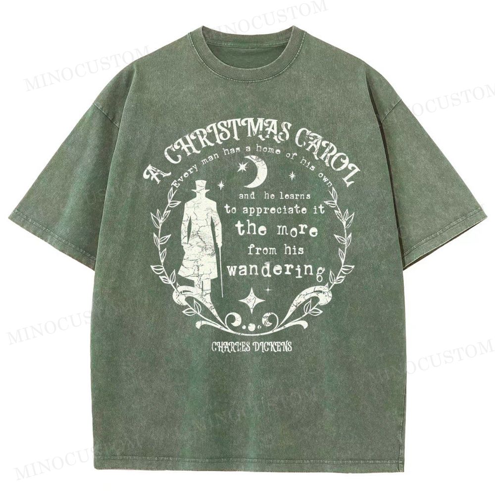 A Christmas Carol Classic Drama Retro Literary Quote Graphic Washed T-Shirt