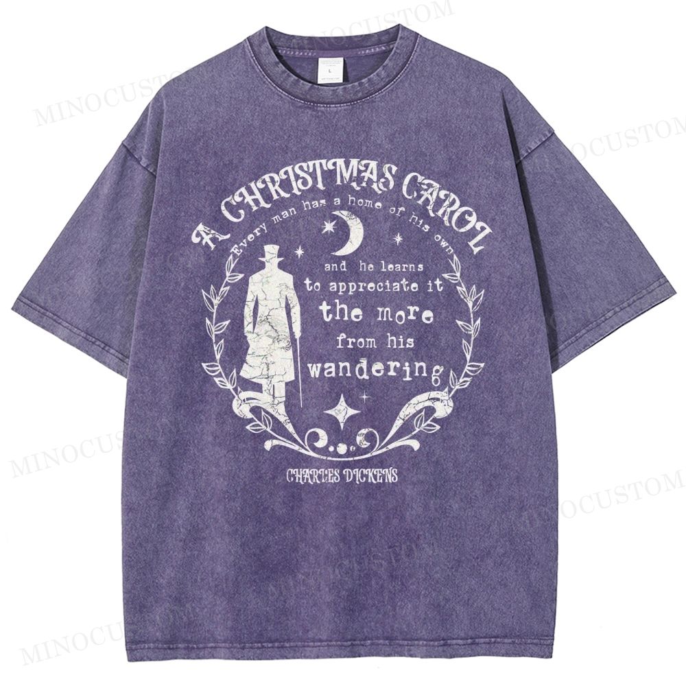 A Christmas Carol Classic Drama Retro Literary Quote Graphic Washed T-Shirt