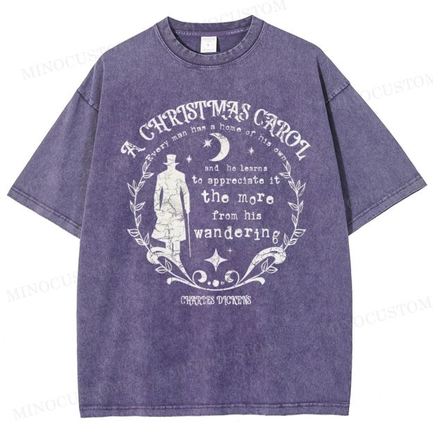 A Christmas Carol Classic Drama Retro Literary Quote Graphic Washed T-Shirt