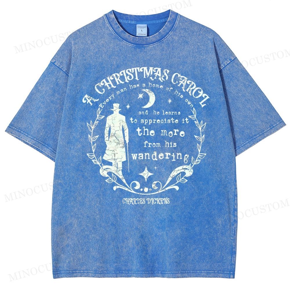 A Christmas Carol Classic Drama Retro Literary Quote Graphic Washed T-Shirt