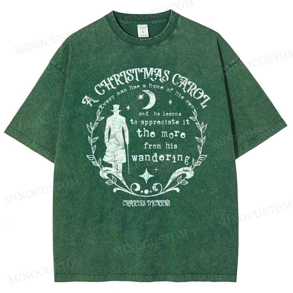 A Christmas Carol Classic Drama Retro Literary Quote Graphic Washed T-Shirt